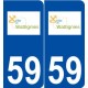 59 Wattignies  logo autocollant plaque stickers ville