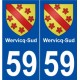 59 Wervicq-Sud blason autocollant plaque stickers ville