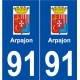 91 Arpajon logo autocollant plaque stickers ville