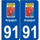91 Arpajon logo autocollant plaque stickers ville