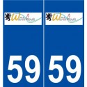59 Wormhout logo autocollant plaque stickers ville