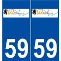 59 Wormhout logo autocollant plaque stickers ville