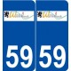 59 Wormhout logo autocollant plaque stickers ville
