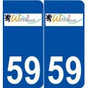 59 Wormhout logo autocollant plaque stickers ville