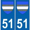 51 Marne autocollant plaque blason armoiries stickers département