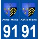91 Athis-Mons blason autocollant plaque stickers ville