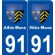 91 Athis-Mons blason autocollant plaque stickers ville