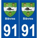 91 Bièvres blason autocollant plaque stickers ville