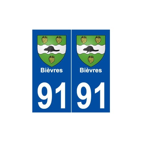 91 Bièvres blason autocollant plaque stickers ville