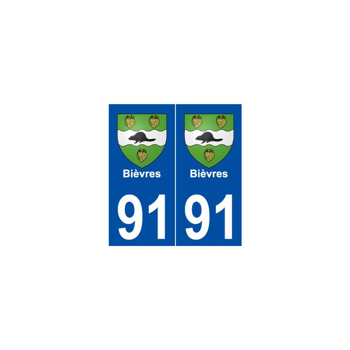 91 Bièvres blason autocollant plaque stickers ville