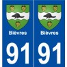 91 Bièvres blason autocollant plaque stickers ville