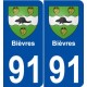 91 Bièvres blason autocollant plaque stickers ville