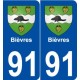 91 Bièvres blason autocollant plaque stickers ville