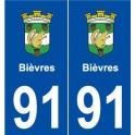 91 Bièvres logo autocollant plaque stickers ville