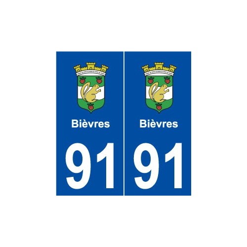 91 Bièvres logo autocollant plaque stickers ville