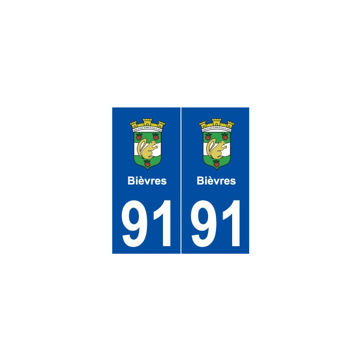 91 Bièvres logo autocollant plaque stickers ville