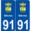 91 Bièvres logo autocollant plaque stickers ville