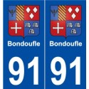 91 Bondoufle blason autocollant plaque stickers ville
