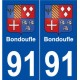 91 Bondoufle blason autocollant plaque stickers ville