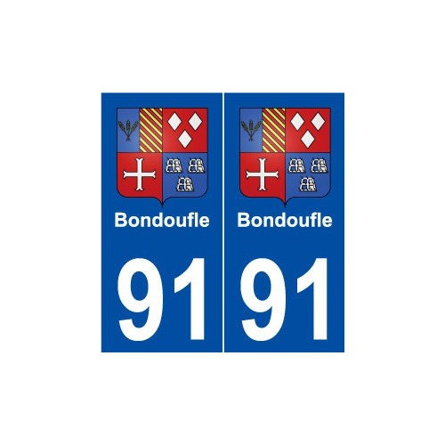 91 Bondoufle blason autocollant plaque stickers ville