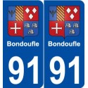 91 Bondoufle blason autocollant plaque stickers ville