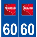60 Beauvais logo autocollant plaque stickers ville