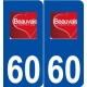 60 Beauvais logo autocollant plaque stickers ville