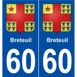 60 Breteuil blason autocollant plaque stickers ville