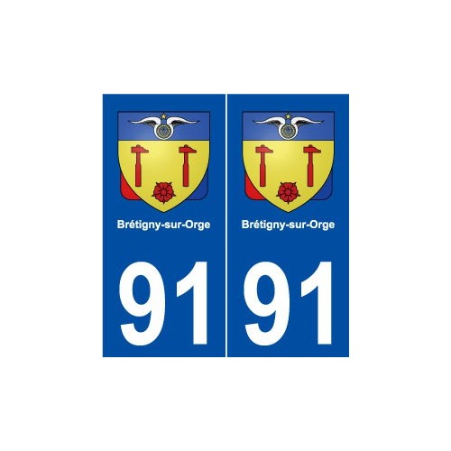 91 Brétigny-sur-Orge blason autocollant plaque stickers ville