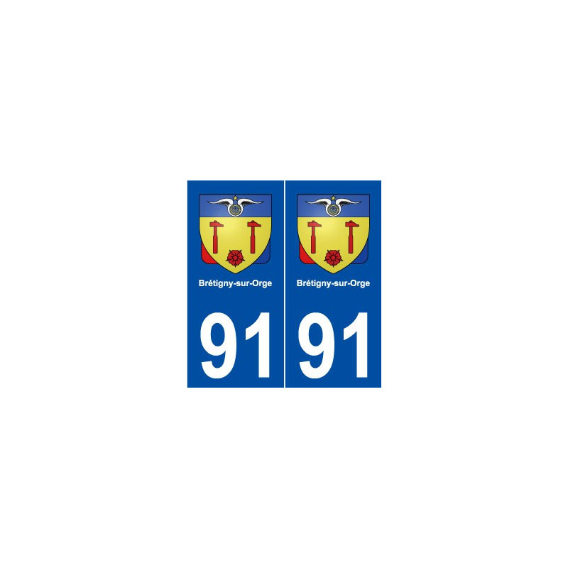 91 Brétigny-sur-Orge blason autocollant plaque stickers ville