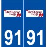 91 Brétigny-sur-Orge logo autocollant plaque stickers ville