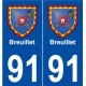 91 Breuillet blason autocollant plaque stickers ville