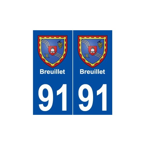 91 Breuillet blason autocollant plaque stickers ville