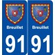 91 Breuillet blason autocollant plaque stickers ville