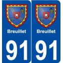 91 Breuillet blason autocollant plaque stickers ville