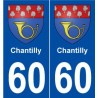 60 Chantilly escudo de armas de la etiqueta engomada de la placa de pegatinas de la ciudad