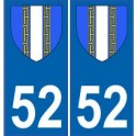 52 Haute-Marne autocollant plaque blason armoiries stickers département