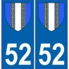 52 Haute-Marne autocollant plaque blason armoiries stickers département
