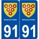 91 Bures-sur-Yvette  blason autocollant plaque stickers ville