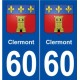 60 Clermont blason autocollant plaque stickers ville