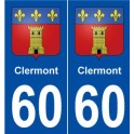 60 Clermont escudo de armas de la etiqueta engomada de la placa de pegatinas de la ciudad