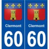 60 Clermont blason autocollant plaque stickers ville