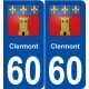 60 Clermont blason autocollant plaque stickers ville