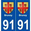 91 Brunoy blason autocollant plaque stickers ville