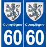 60 Compiègne blason autocollant plaque stickers ville