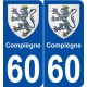 60 Compiègne blason autocollant plaque stickers ville