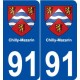 91 Chilly-Mazarin blason autocollant plaque stickers ville