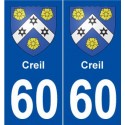 60 Creil blason autocollant plaque stickers ville