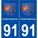 91 Corbeil-Essonnes blason autocollant plaque stickers ville