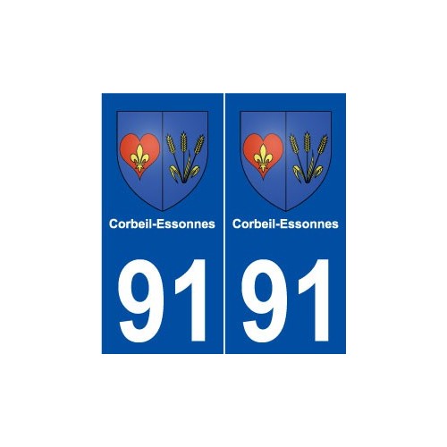 91 Corbeil-Essonnes blason autocollant plaque stickers ville